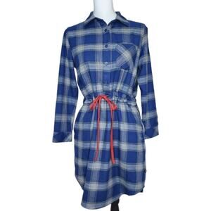 United By Blue Plaid Flannel Shirt Dress Blue & Gray Size S